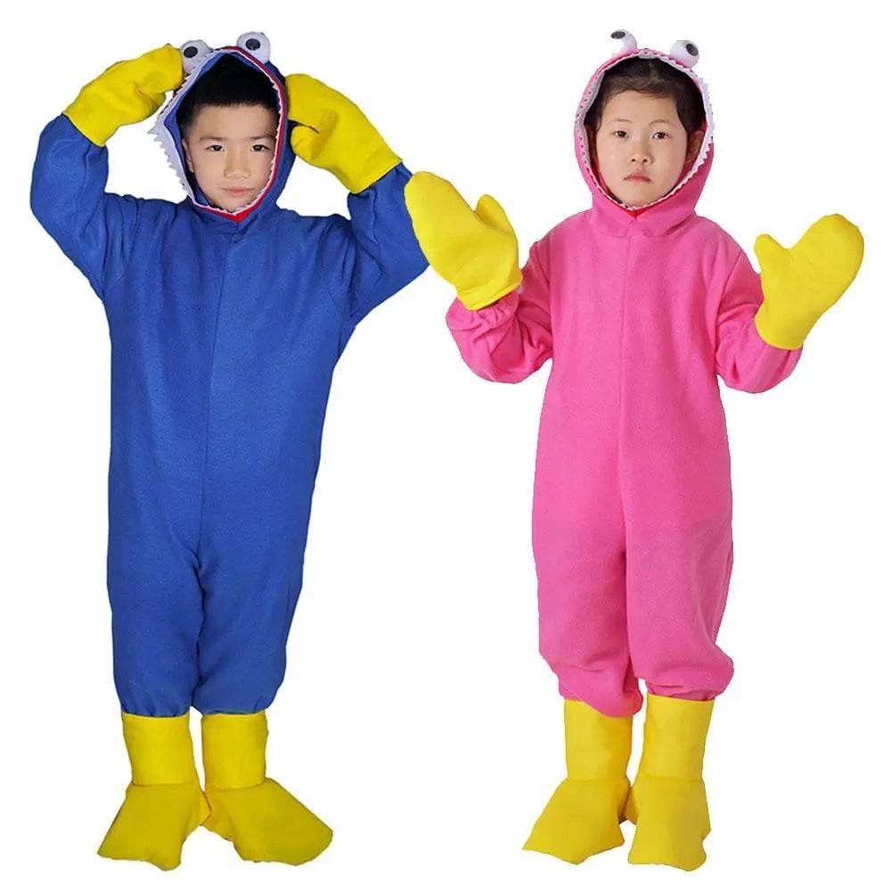 Huggy-Wuggy Cosplay Costume Poppy-Playtime Jumpsuit Onesie Halloween Outfit for Kids Boys Girls - Azufun