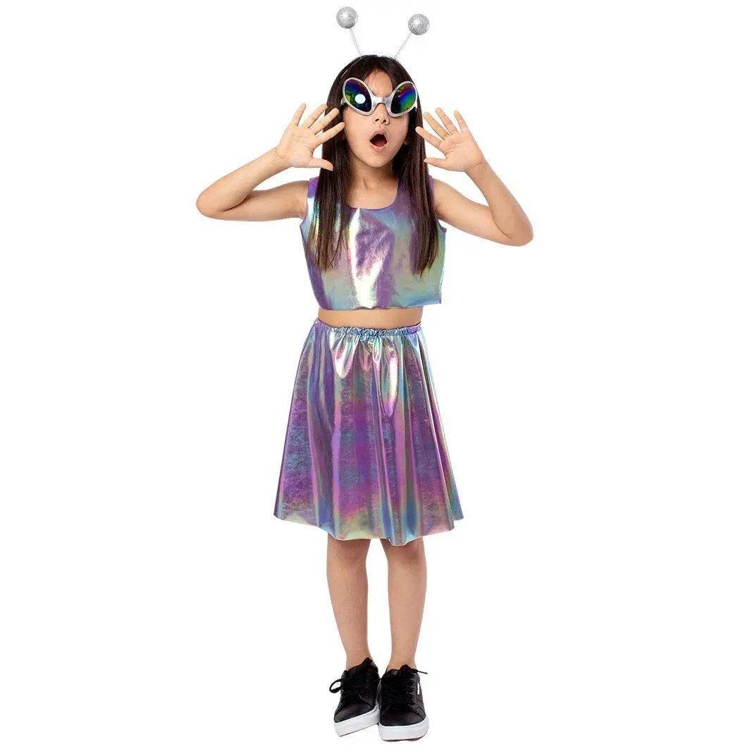 Kids Alien Role Play Costume Halloween Skirt Outfit for School Stage Performances - Azufun