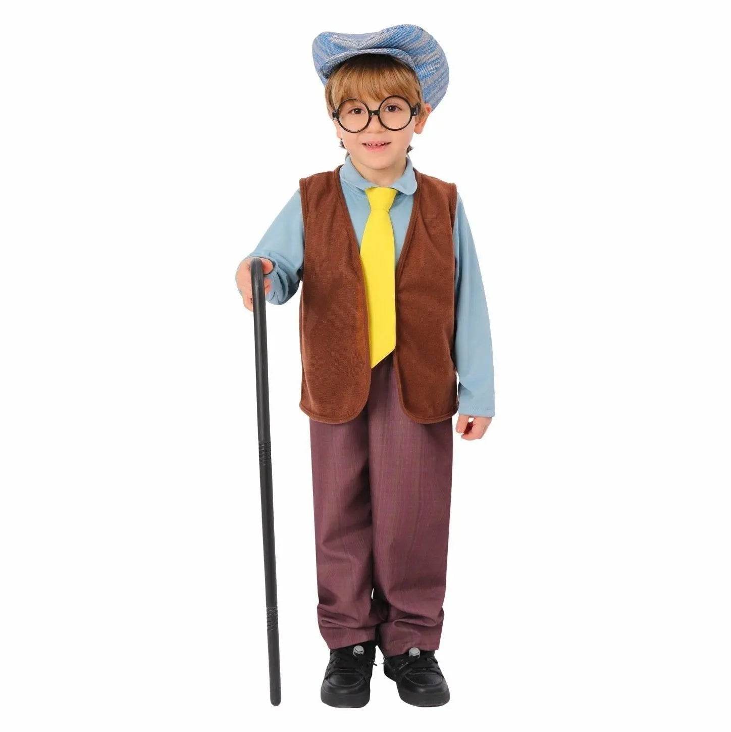Kids Grandpa Old Man Christmas Costume Festive Role Play Outfit for School Performances - Azufun