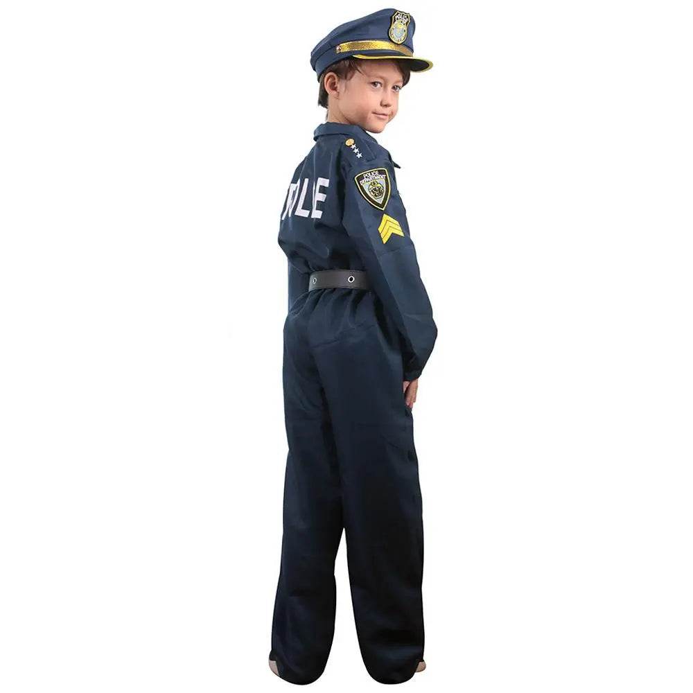 Kids Police Cop Costume for Boys Police Office Costume Halloween Cosplay Party - Azufun