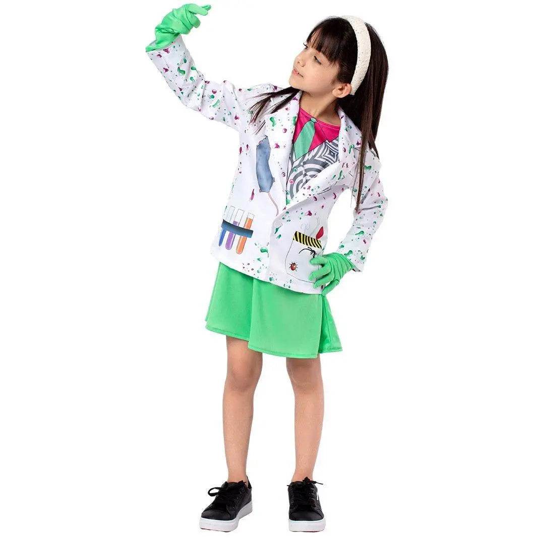 Kids Scientist Halloween Costume Funny Role Play Outfit for Girls' Stage Performances - Azufun