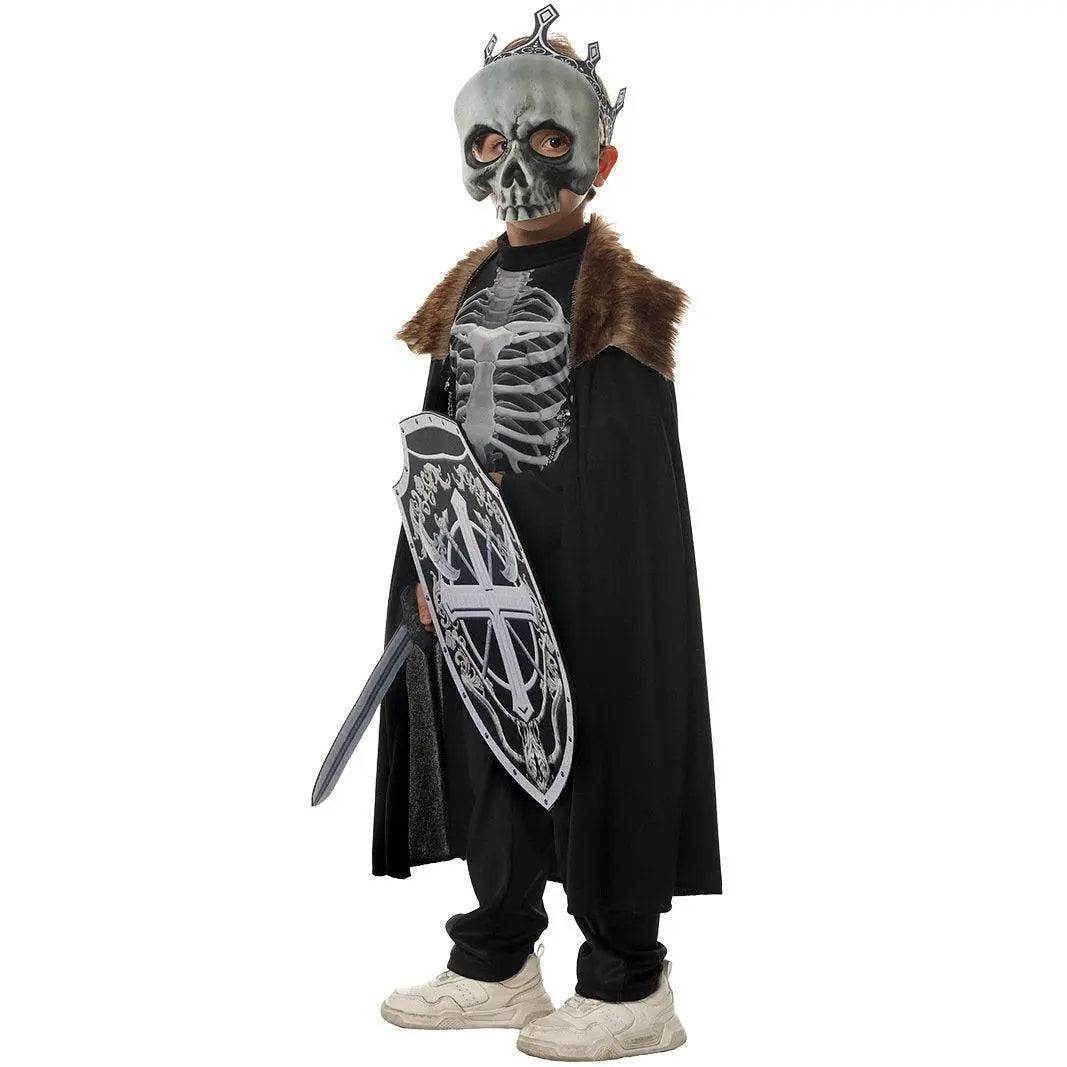 Kids Skeleton Knight Cosplay Costume Scary Halloween Kindergarten Stage Performance Outfit - Azufun