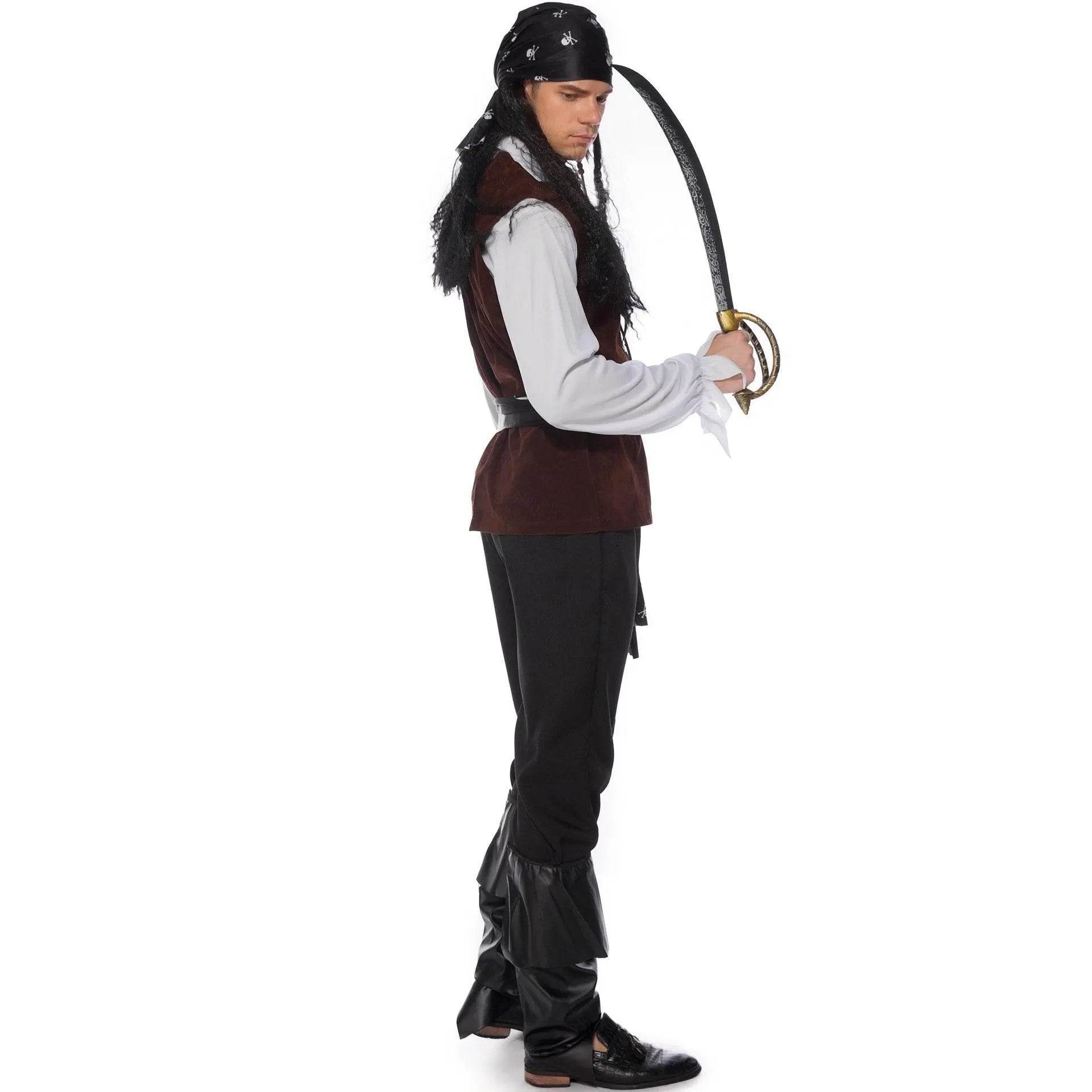 Male Pirate Outfit Vintage Cosplay Costume Carnival Halloween For Mens - Azufun