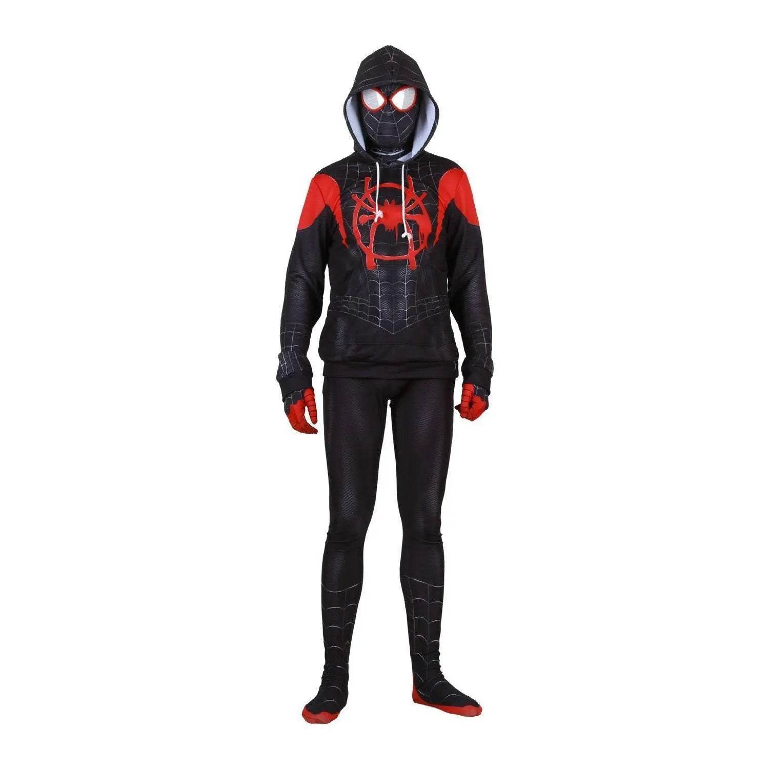New Age Black Spiderman Miles Hero Cosplay Halloween Costume Sweater - Azufun