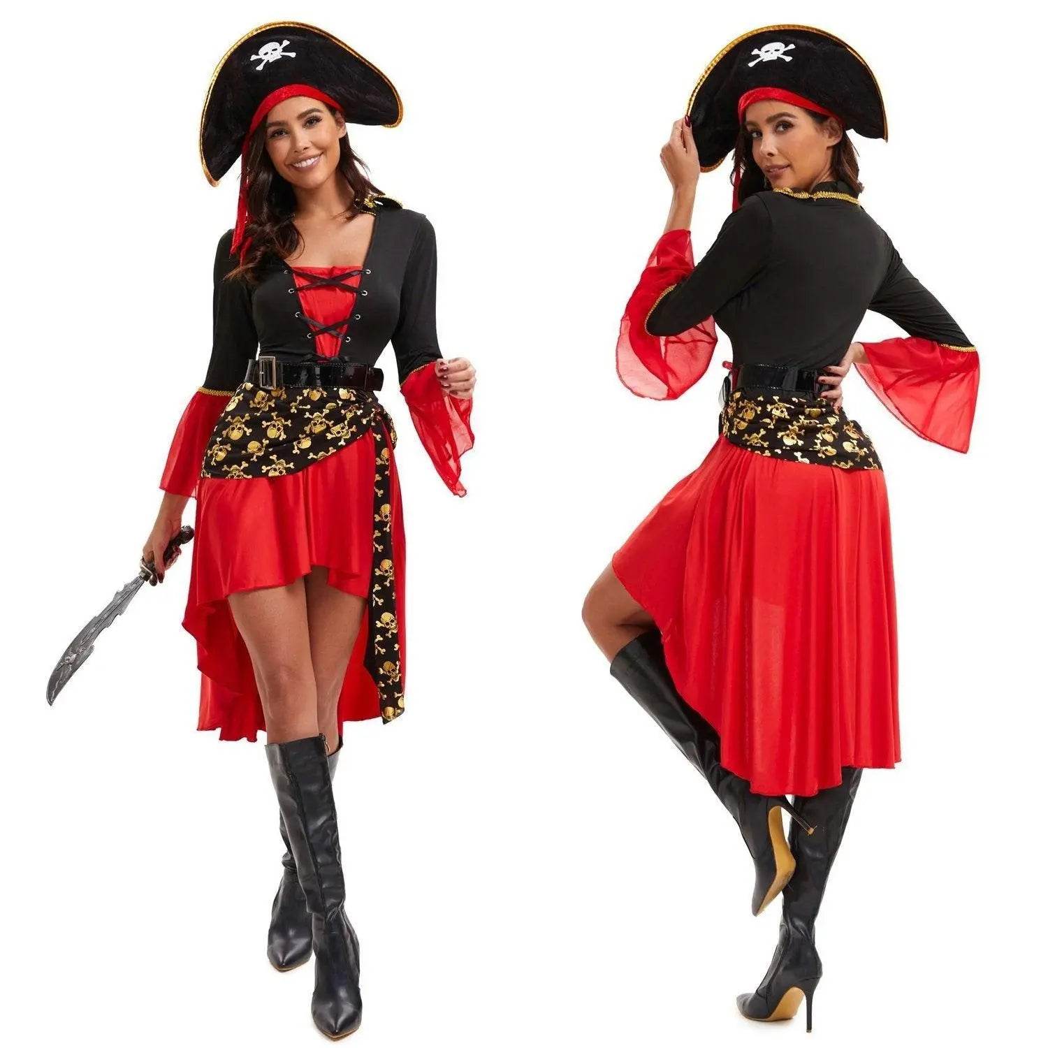 Pirate Outfit Vintage Cosplay Costume Carnival Halloween For Female - Azufun