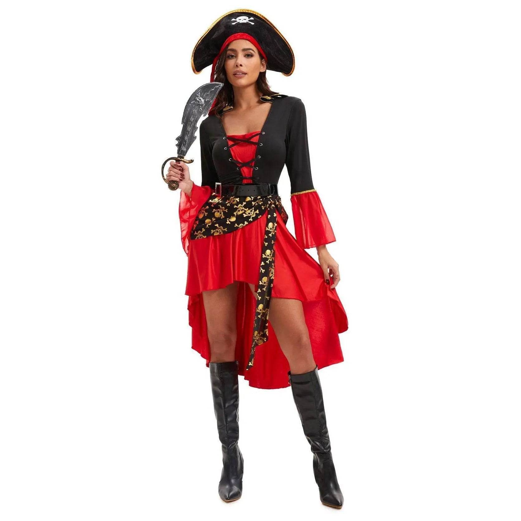 Pirate Outfit Vintage Cosplay Costume Carnival Halloween For Female - Azufun