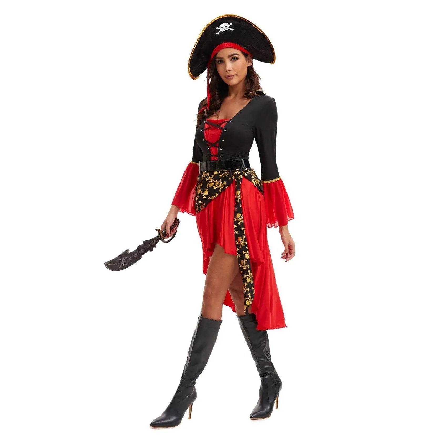 Pirate Outfit Vintage Cosplay Costume Carnival Halloween For Female - Azufun