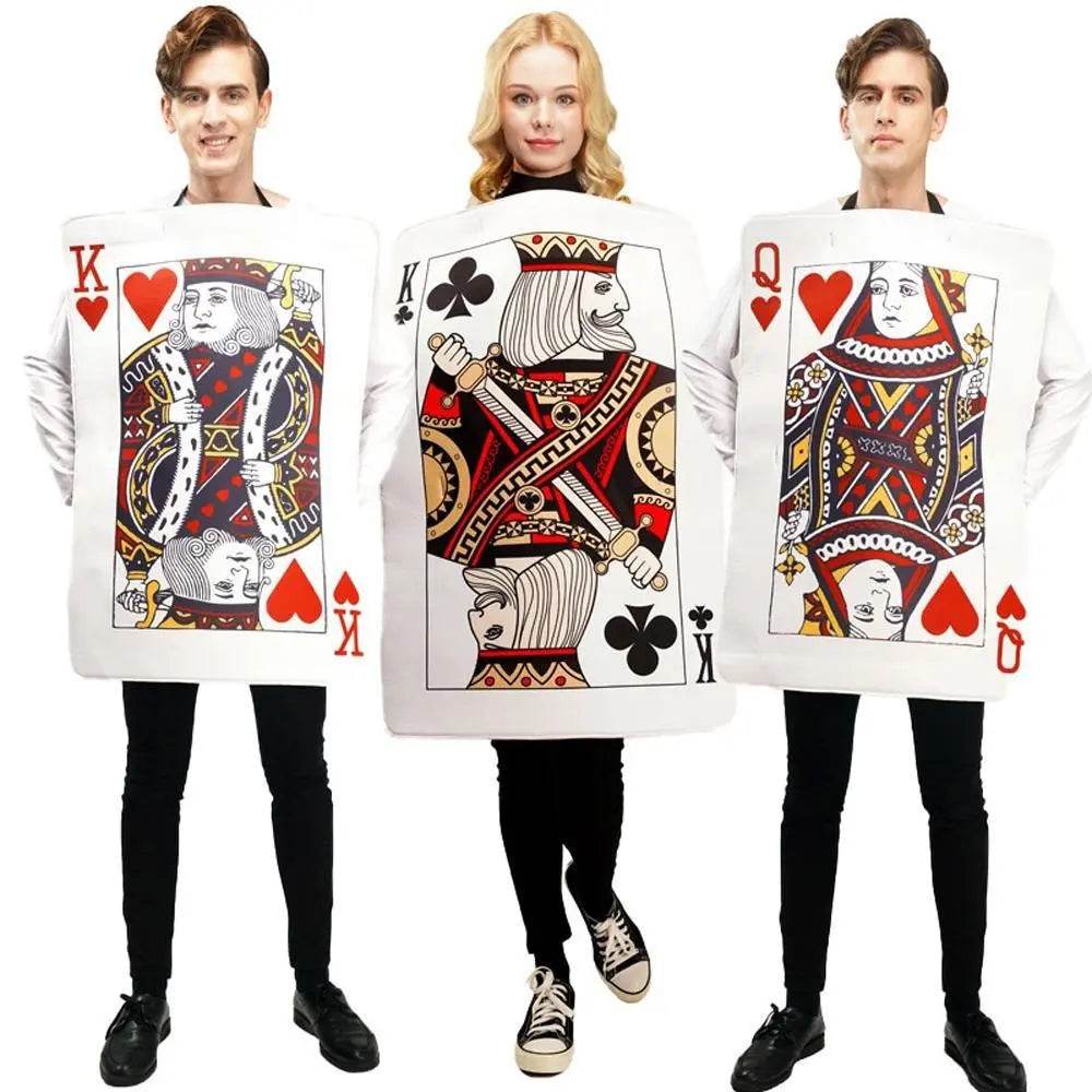 Poker Couples Funny Queen Clubs King of Hearts Cosplay Costume Halloween Carnival Suit - Azufun