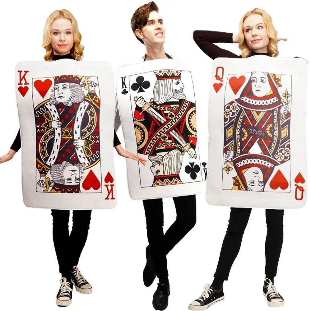 Poker Couples Funny Queen Clubs King of Hearts Cosplay Costume Halloween Carnival Suit - Azufun