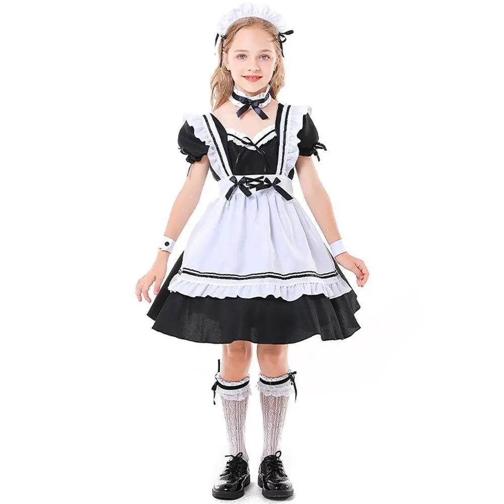 Role maid Costumes Kids playing black and white maid suit - Azufun