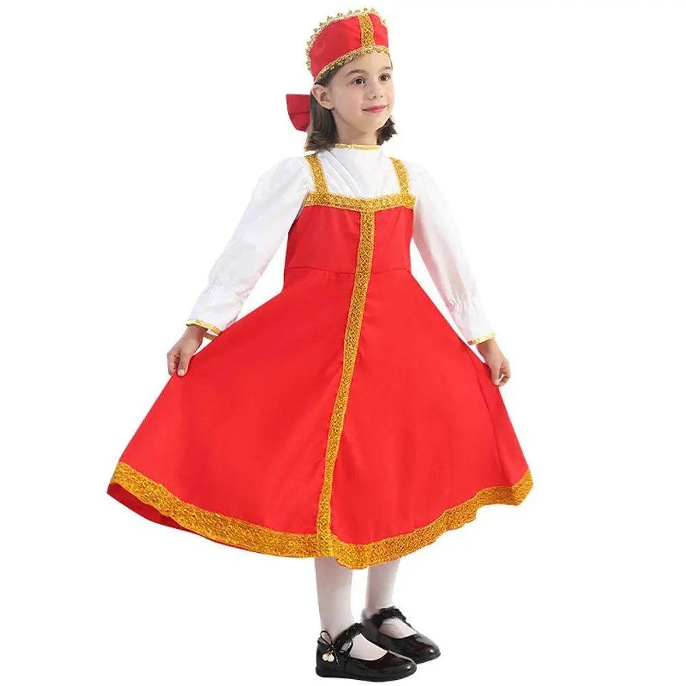 Russian Girls Cosplay Costume Ethnic Dress Halloween National Oufit Dresses Stage Performances - Azufun