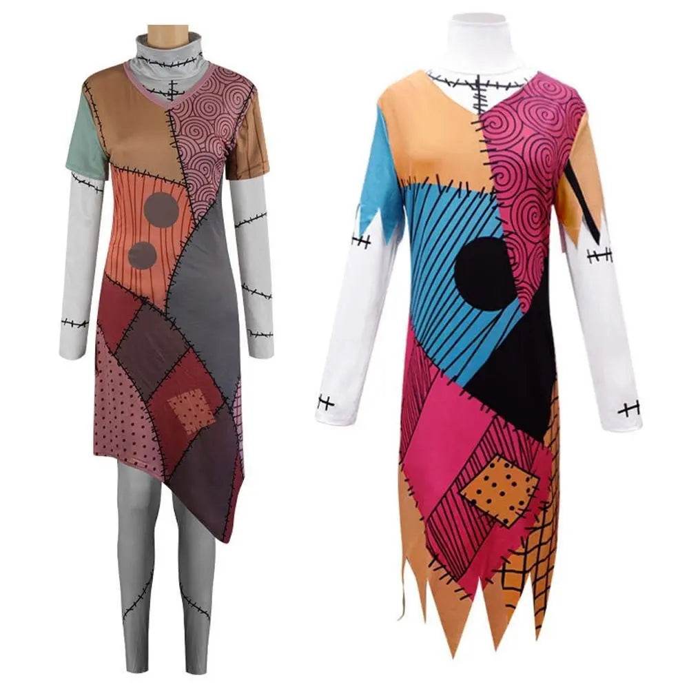 Sally Jack Skellington Finkelstein Costume Dress The Nightmare Before Christmas Halloween - Azufun