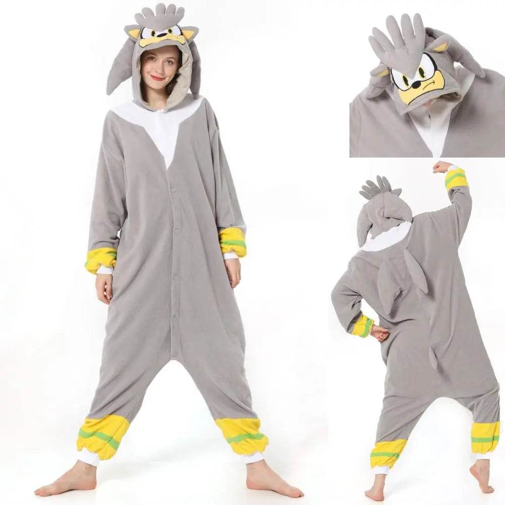 Silver the Hedgehog kigurumi onesies anime pajamas Costume - Azufun