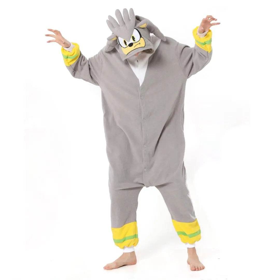 Silver the Hedgehog kigurumi onesies anime pajamas Costume - Azufun