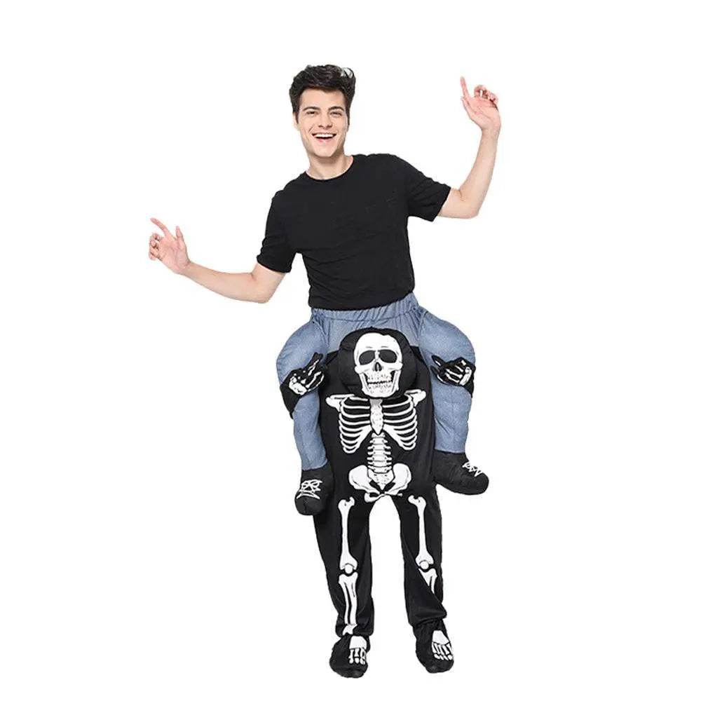 Skeleton Cosplay Costume Skull Shoulder Carry Halloween Party Stage Outfit Dress Up for Adults - Azufun