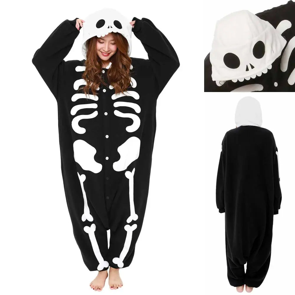 Skeleton Kigurumi onesie pajamas Costume for Adults|?PajmasBuy