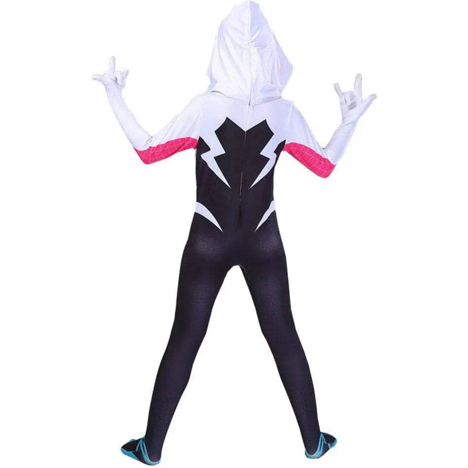 Spider-Man Women Gwen Stacy Cosplay Costume Zentai Jumpsuit Adult Kids - Azufun