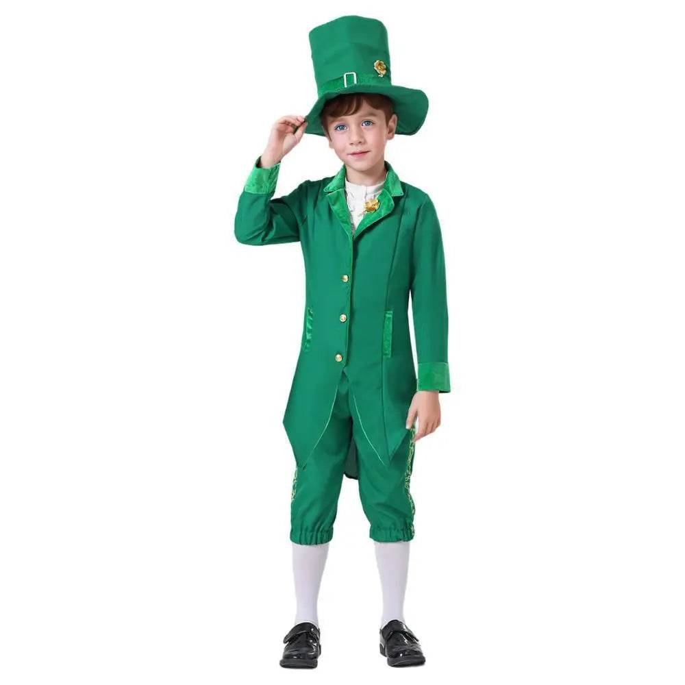 St Patrick's Day Kids Green Dress Party Cosplay Costume Carnival Suit - Azufun