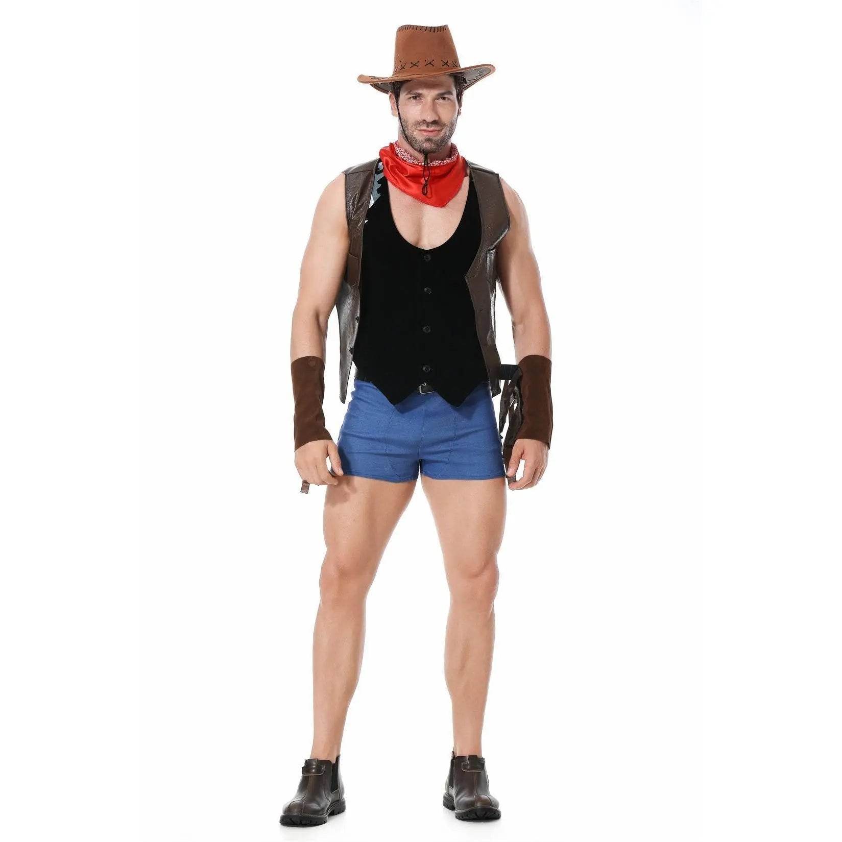 Stag Do Party Fancy Dress Costume Western Cowboy for Men - Azufun