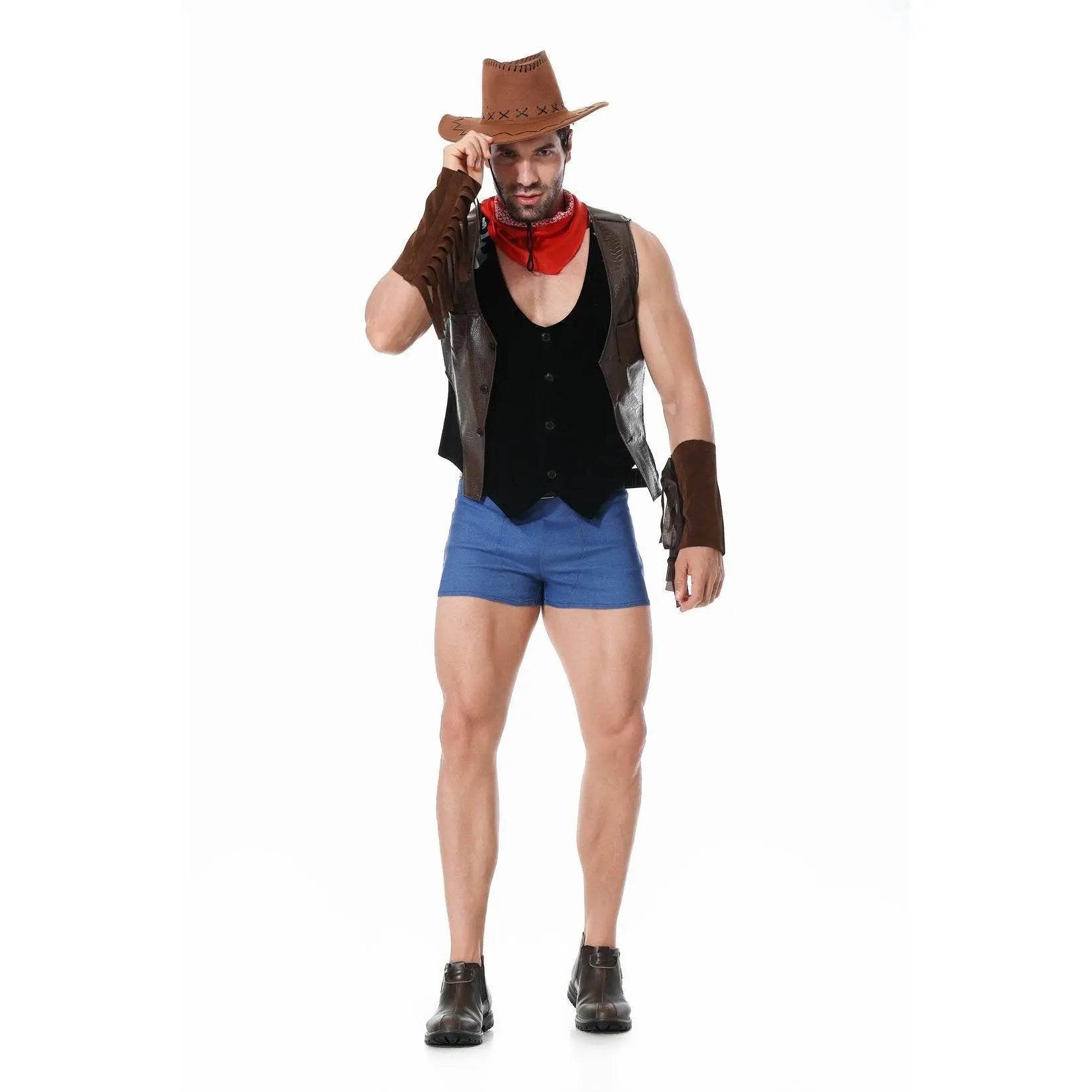 Stag Do Party Fancy Dress Costume Western Cowboy for Men - Azufun