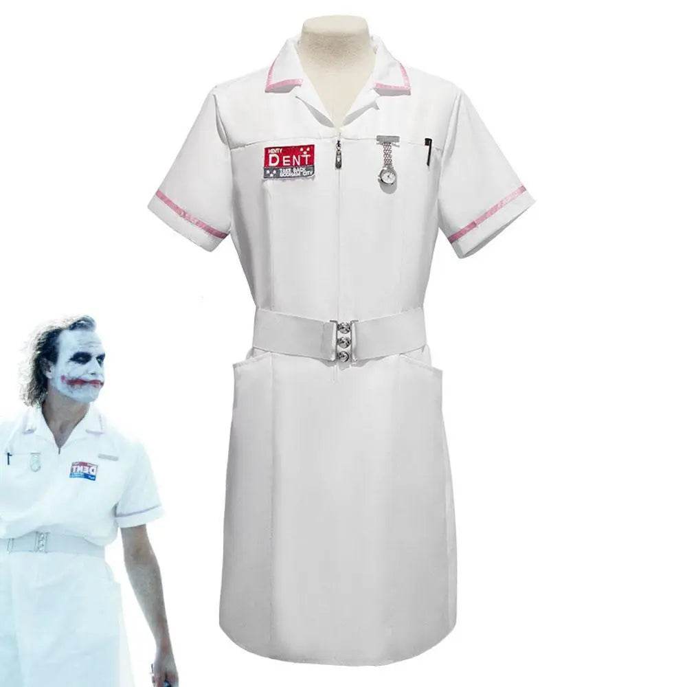 The Dark Knight Joker Cosplay Costume Nurse Uniform Set Adult Halloween Dress Set - Azufun