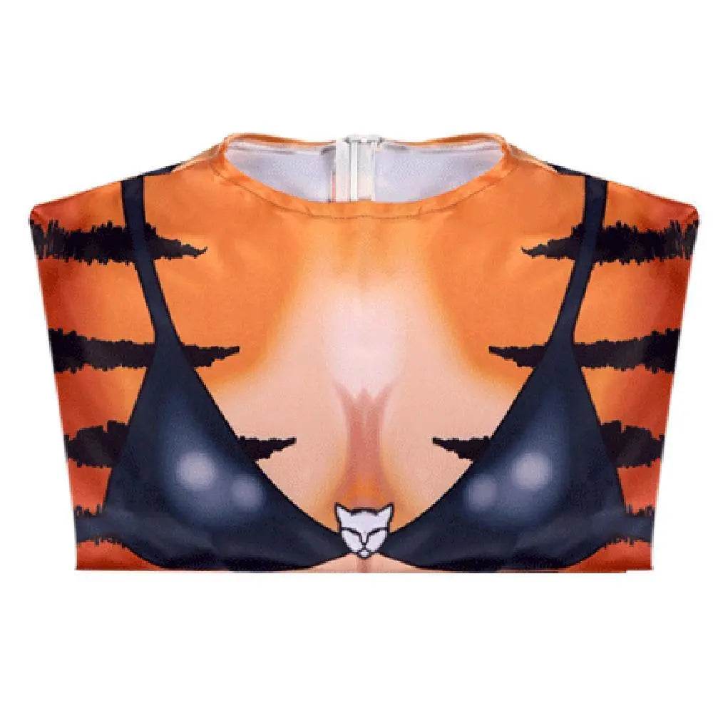 Tiger Stripes Animal Cosplay Zentai Costume Jumpsuit Bodysuit Outfits Adult - Azufun
