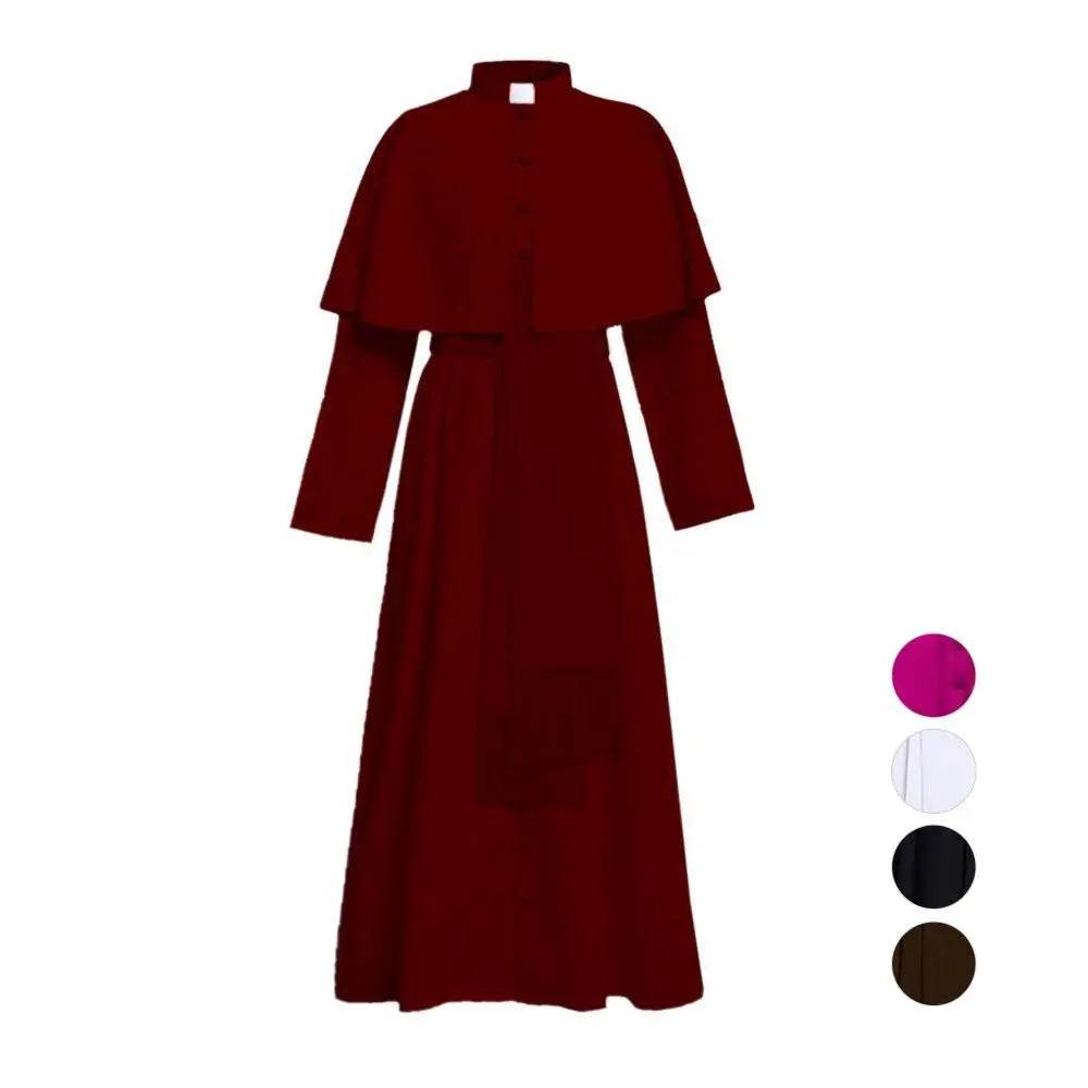 Unisex Men Solid Long Father Vicar Fancy Medieval Priest Costumes Cosplay Party Props - Azufun