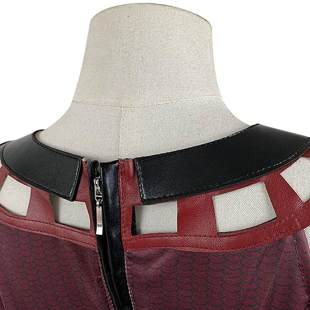 Wanda Maximoff Costume Cosplay Jumpsuit Red Witch Cloak Halloween Outfit for Woman - Azufun