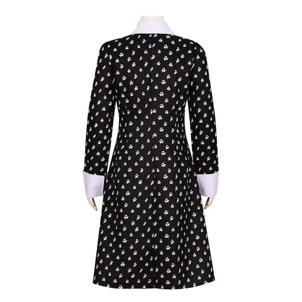 Wednesday Costume The Addams Family Cosplay Costumes Long Sleeve Printed Dress For Adult - Azufun