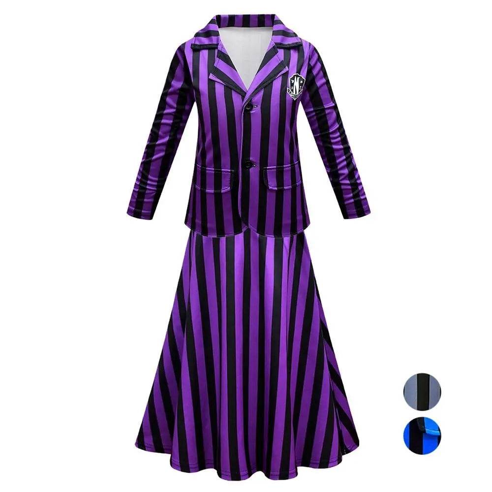 Wednesday Costume The Addams Family Cosplay Long Sleeve suit skirt For Kids - Azufun