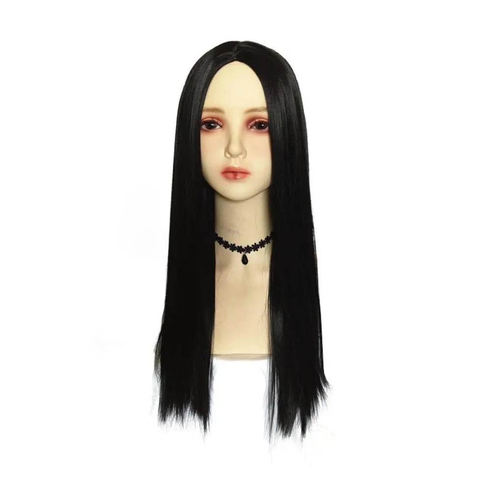 Wednesday's Mom Wig The Addams Family Cosplay Black Middle Parted Straight Wig For Adult - Azufun