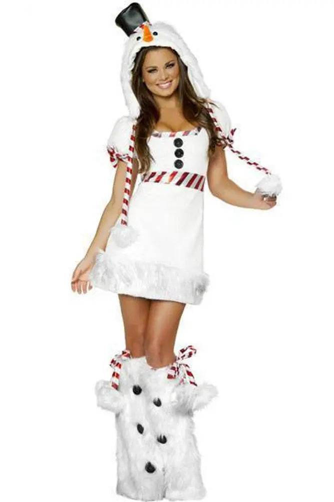 White Snowman Costume Woman Dress Halloween Christmas Party Wear - Azufun