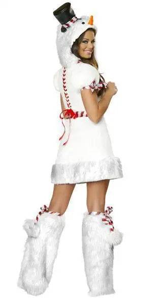 White Snowman Costume Woman Dress Halloween Christmas Party Wear - Azufun