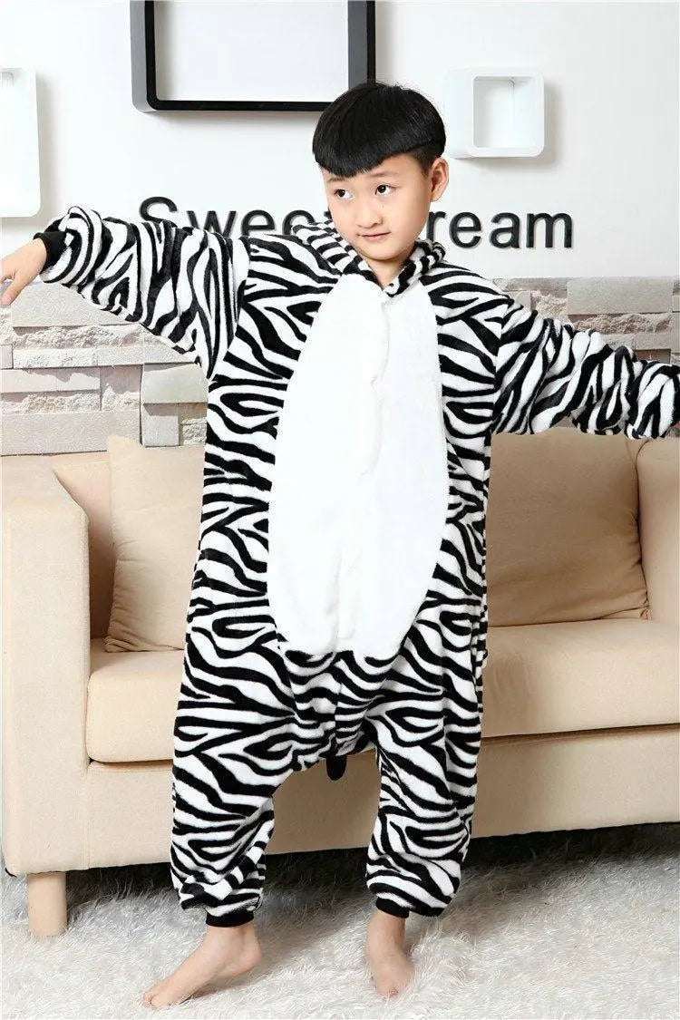 Zebra Kids Kigurumi Pajamas Animal Onesies Hoodie Costume - Pajamasbuy
