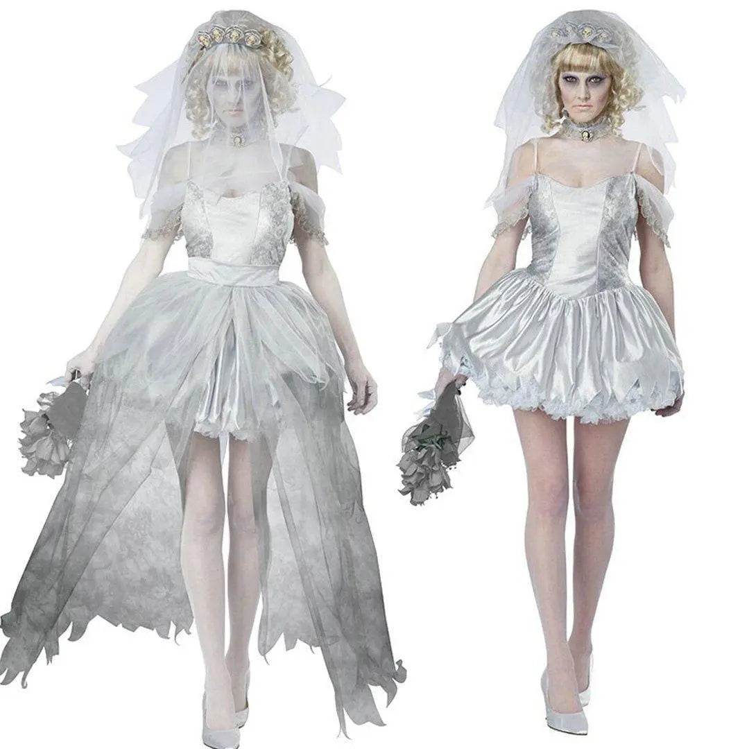 Zombie Bride Dress Fancy Dress Costume Halloween - Azufun