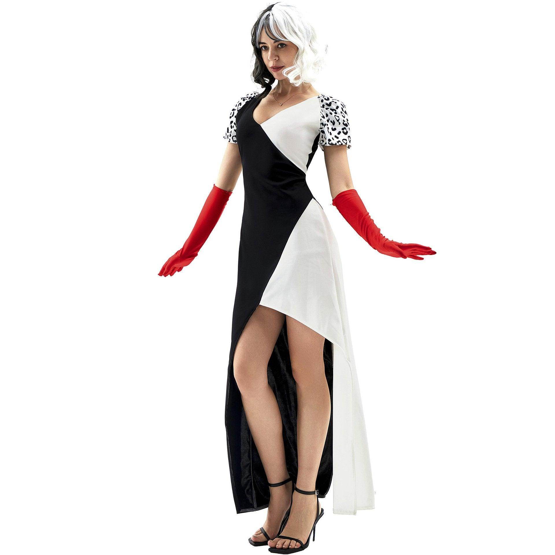 Cruella Duster Stage Costume Dress Adult Halloween Women - Azufun