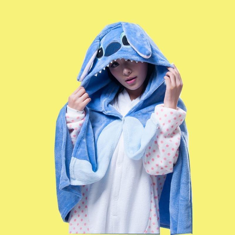 Animal Kigurumi Blue Stitch Cosplay Costume Hoodie Cloak - Pajamasbuy