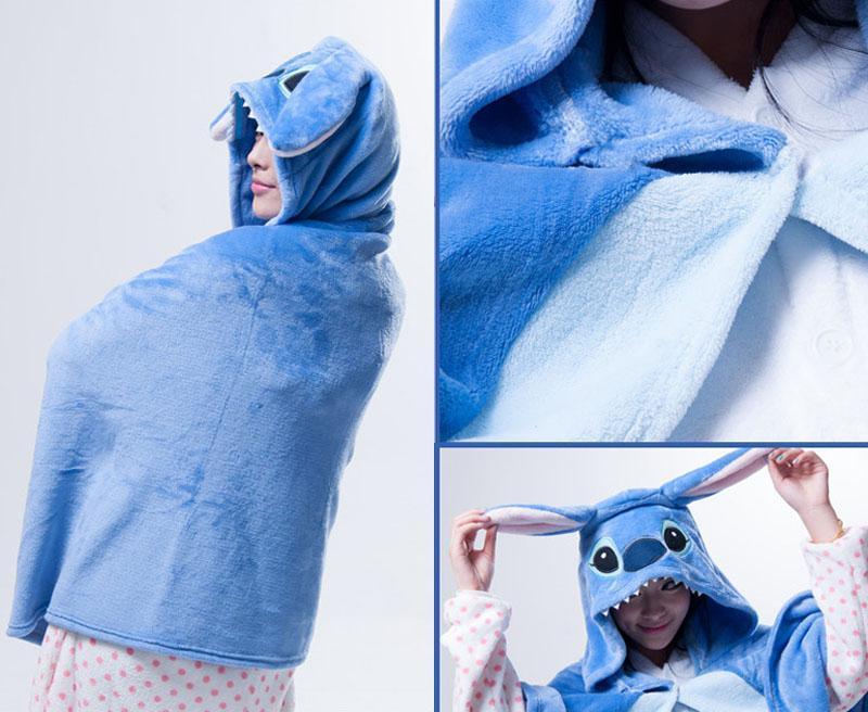 Animal Kigurumi Blue Stitch Cosplay Costume Hoodie Cloak - Pajamasbuy