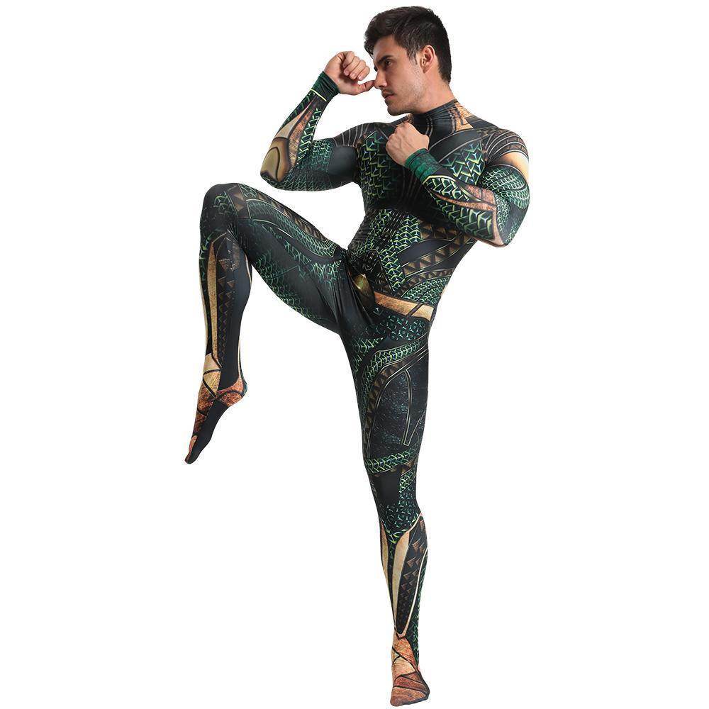 Aquaman Arthur Cosplay Zentai Jumpsuit Halloween Fancy Cosplay Costume - Azufun
