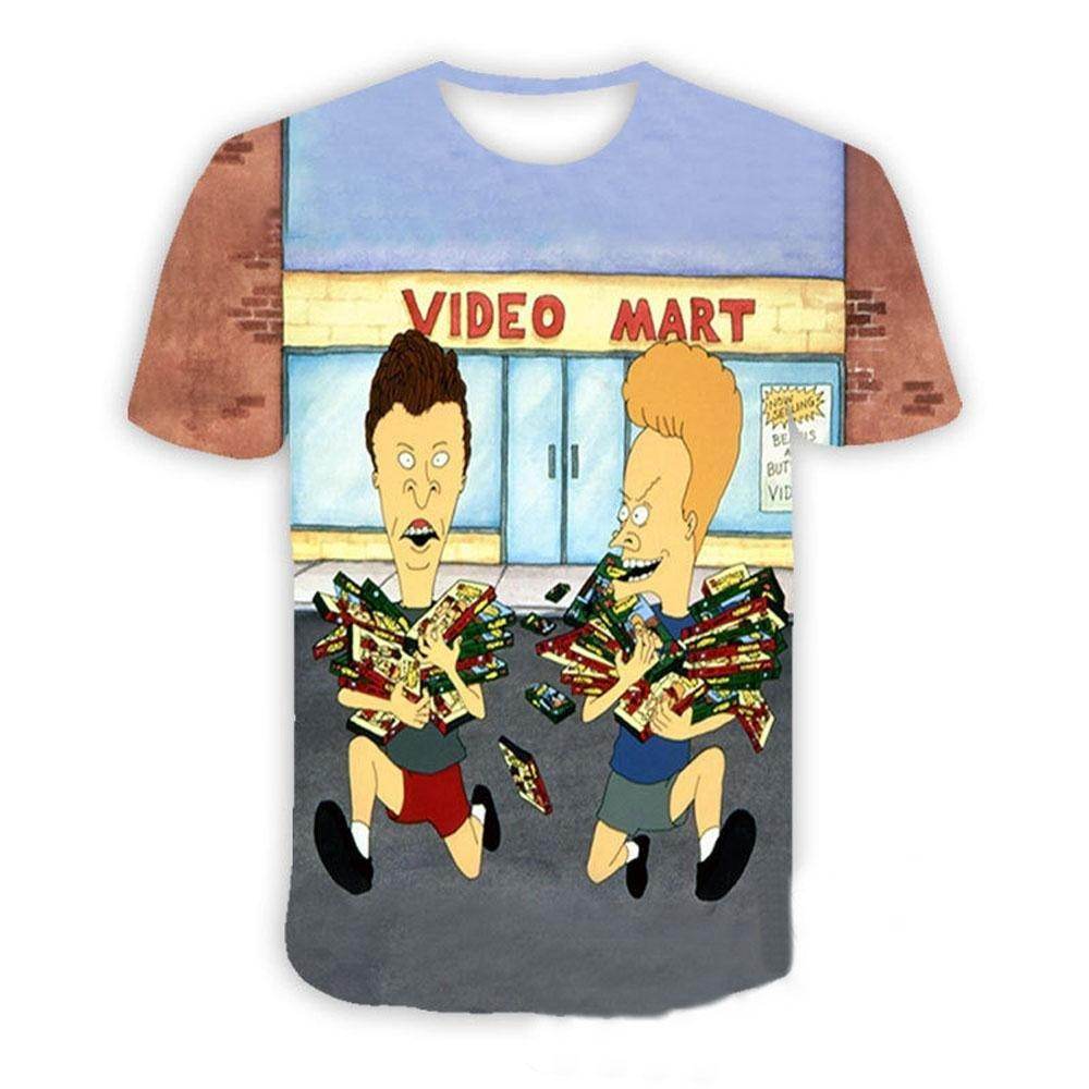 Beavis and butthead costumes round neck short sleeve men's 3D T-shirt - Azufun