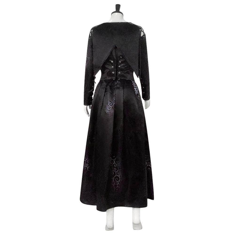 Bellatrix Lestrange Satin Dress Halloween Cosplay Costume - Azufun