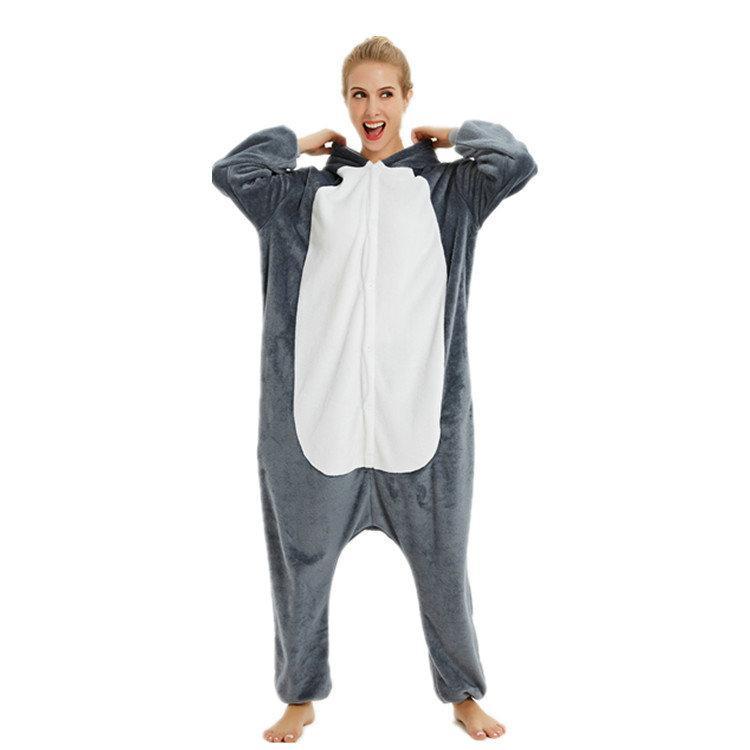 BuyBlack Husky Dog Kigurumi Onesies Pajamas Costume for Adult Now Cheaper With 3 - 5 Days Ship - PajamasBuy