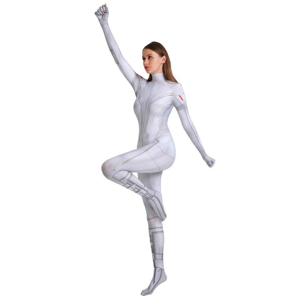 Black Widow White Cosplay Costume Zentai Bodysuit for Halloween Party - Azufun