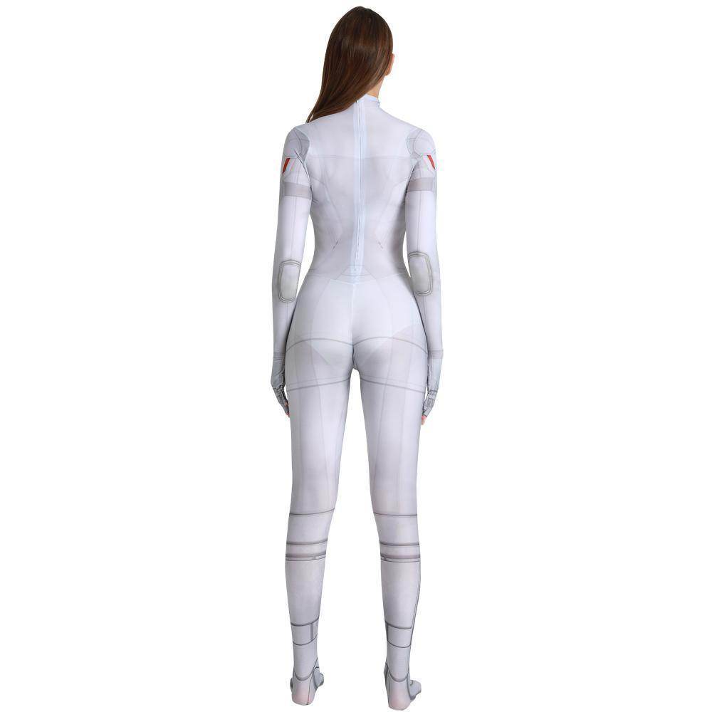 Black Widow White Cosplay Costume Zentai Bodysuit for Halloween Party - Azufun