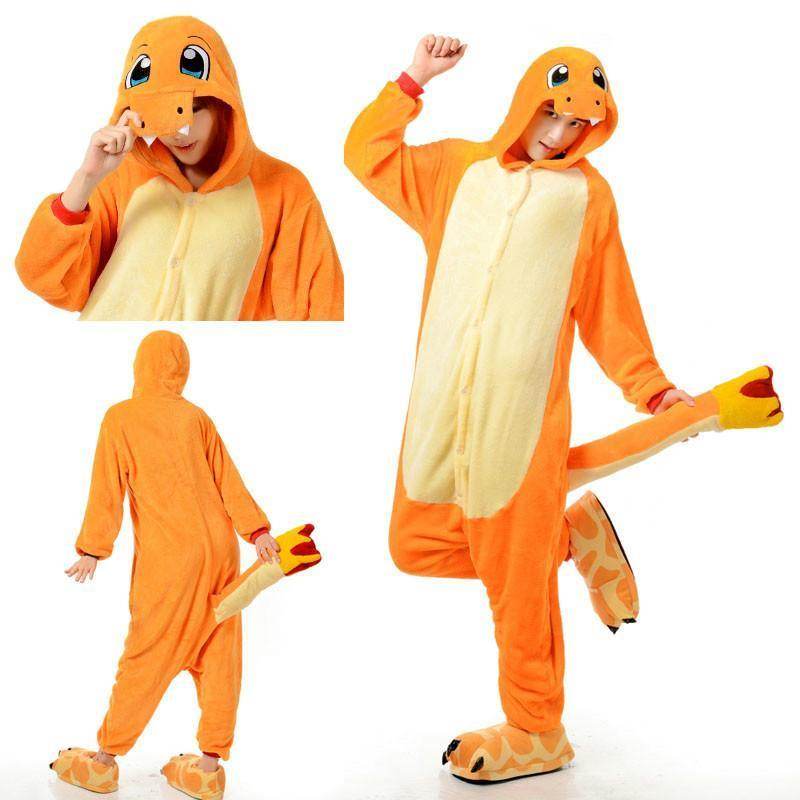 Charmander Fire Dragon Kigurumi Onesies Pokemon Pajamas - Azufun