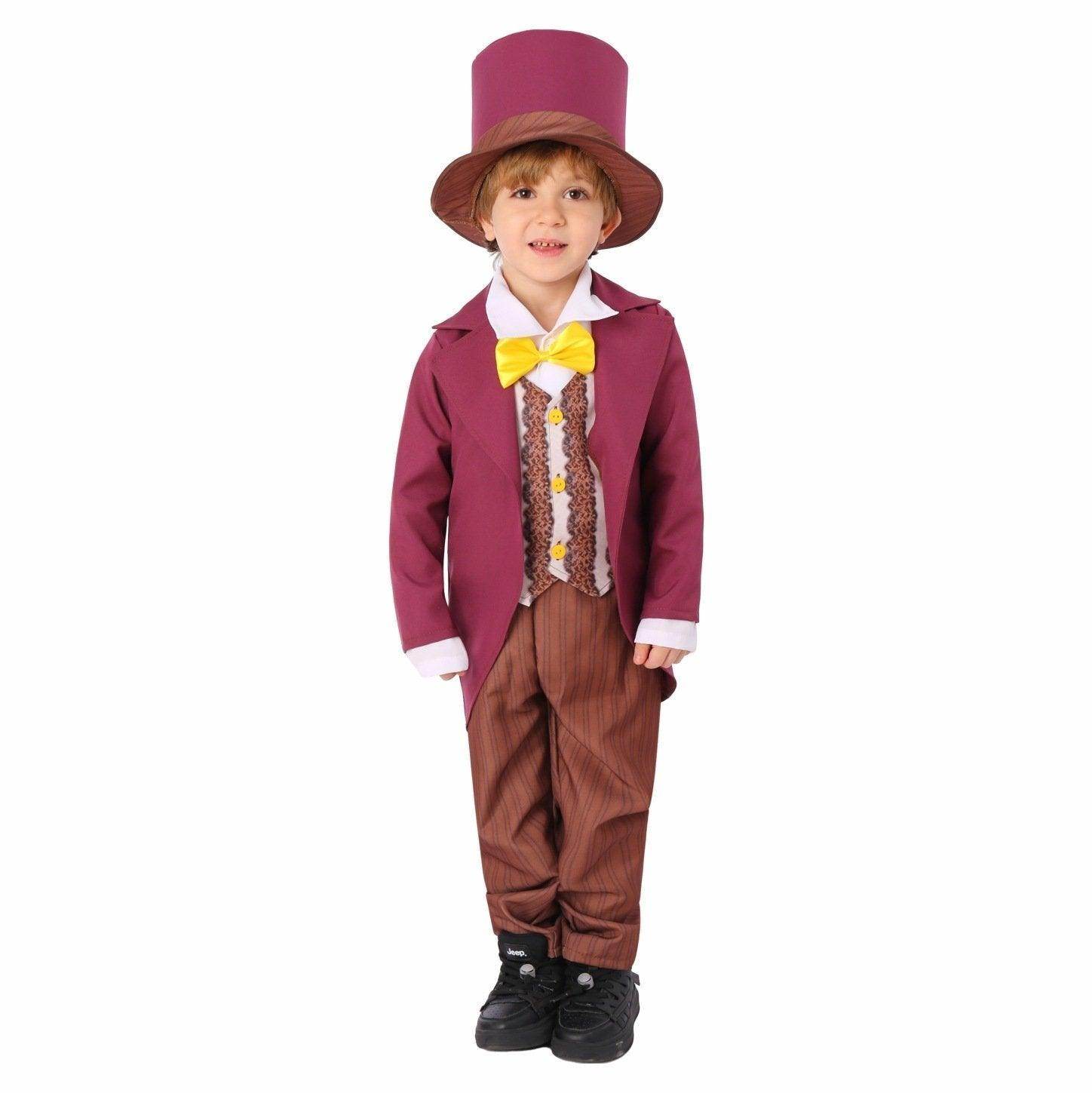 Chocolate Willy Wonka Movie Purple Kids Party Suit Cosplay Costumes Halloween - Azufun