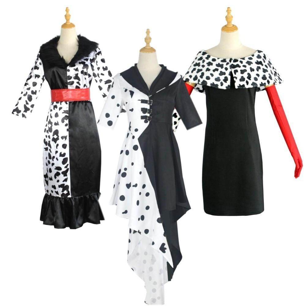 Evil Madame Costume Cruella De Vil cosplay dress 101 Dalmatians - Azufun