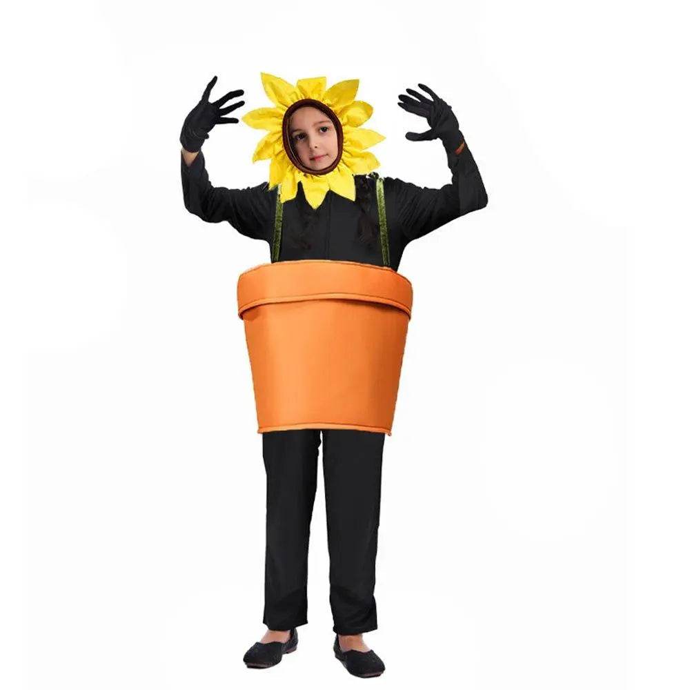 funny sun flower potted plant Festival Performance Stage Cosplay Costume for Adult - Azufun
