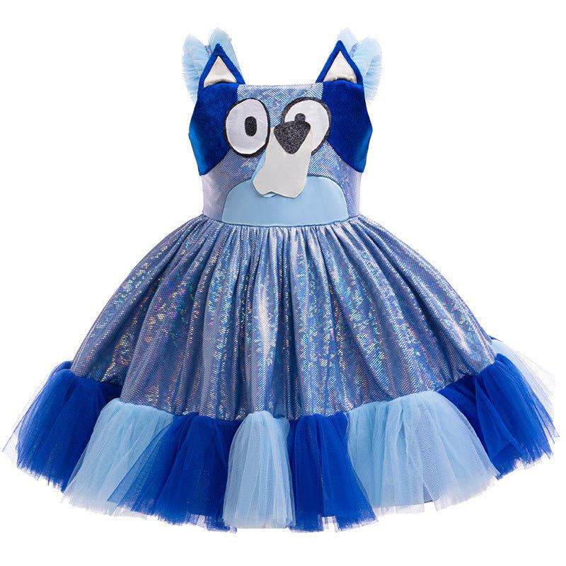 Girls' Bluey Princess Tutu Dress Costume Cartoon Print Cosplay for Kids