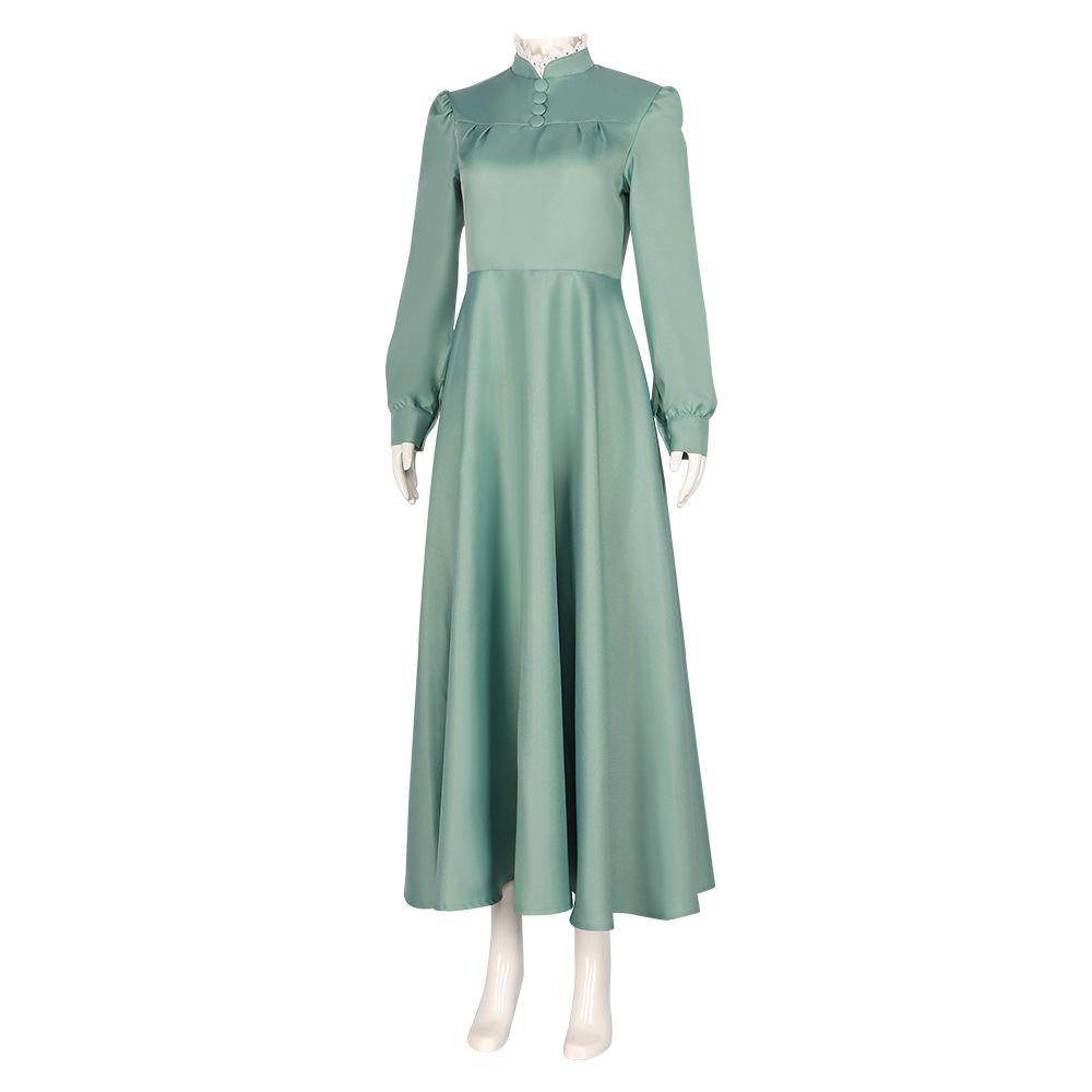 Howl's Moving Castle Green Maid Dress Halloween Carnival Suit Cosplay Costume - Azufun